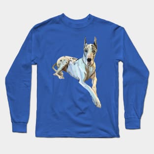 Blue Harlequin Great Dane Dog Long Sleeve T-Shirt